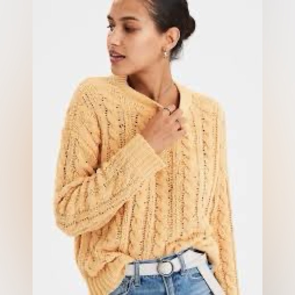 American Eagle Outfitters Sweaters - H&M Warm Cable Knit Sweater in Brown